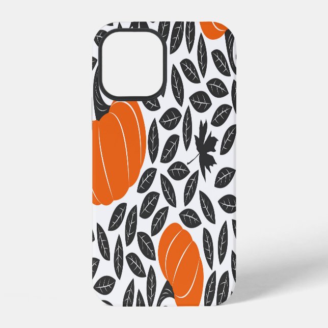 Pumpkins, leaves: cute autumn pattern. iPhone case (Back)