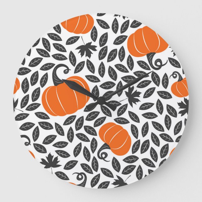 Pumpkins, leaves: cute autumn pattern. large clock (Front)
