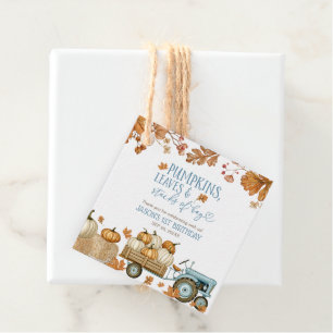 Pumpkins Leaves & Stacks of Hay Boy Favour Tags