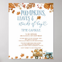 Pumpkins Leaves & Stacks of Hay Time Capsule Sign