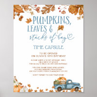 Pumpkins Leaves & Stacks of Hay Time Capsule Sign