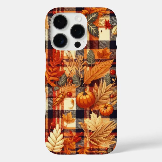 Pumpkins Maple Leaves Autumn Plaids  Case-Mate iPhone Case (Back)