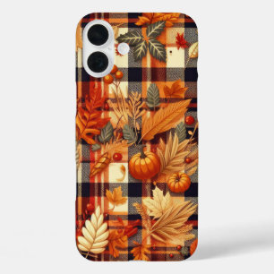 Pumpkins Maple Leaves Autumn Plaids iPhone 16 Plus Case