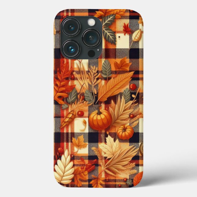 Pumpkins Maple Leaves Autumn Plaids  Case-Mate iPhone Case (Back)
