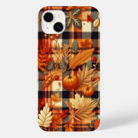 Pumpkins Maple Leaves Autumn Plaids 
