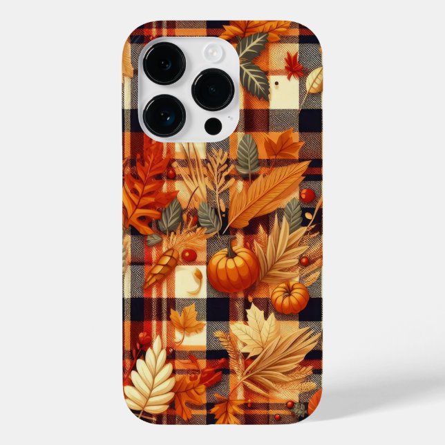 Pumpkins Maple Leaves Autumn Plaids  Case-Mate iPhone Case (Back)