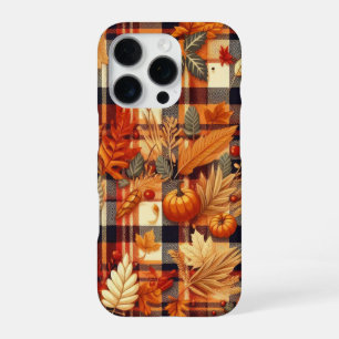 Pumpkins Maple Leaves Autumn Plaids iPhone 16 Pro Case