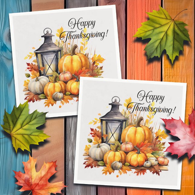 Pumpkins Maple Tree Leaves Lamp Thanksgiving Napkin (Creator Uploaded)