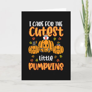 Pumpkins Nurse Halloween Scrub Top Fall Thanksgivi Card