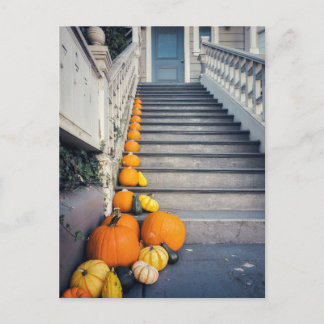 Pumpkins on Stairs Postcard