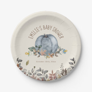 Pumpkins Pacifiers Fall Boy Baby Shower Paper Plate