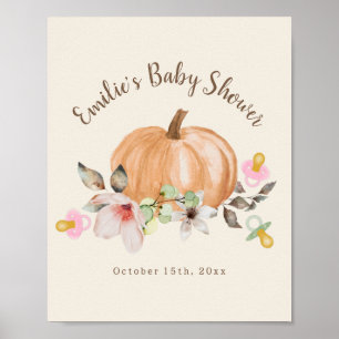 Pumpkins & Pacifiers Girl Baby Shower Welcome Poster