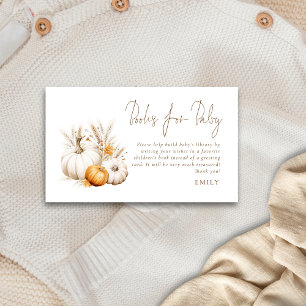 Pumpkins Pampas Boho Script Books For Baby Shower  Enclosure Card