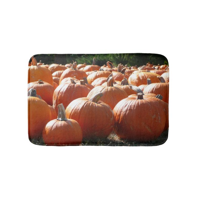 Pumpkins Photo for Fall, Halloween or Thanksgiving Bath Mat (Front)