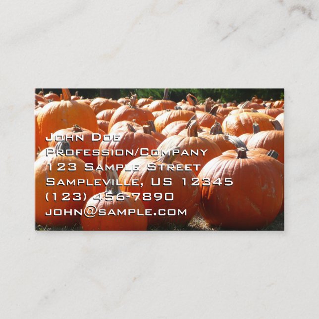 Pumpkins Photo for Fall, Halloween or Thanksgiving Business Card (Front)