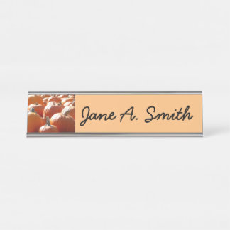 Pumpkins Photo for Fall, Halloween or Thanksgiving Desk Name Plate