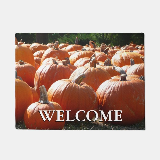 Pumpkins Photo for Fall, Halloween or Thanksgiving Doormat (Front)