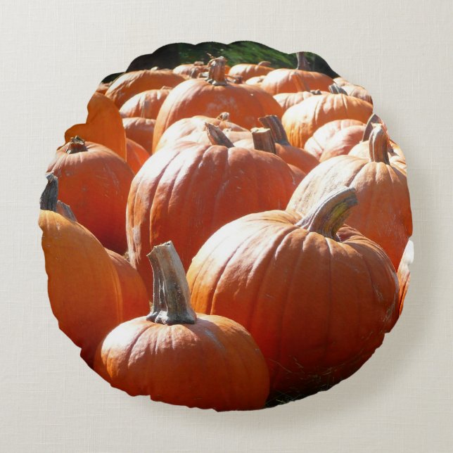 Pumpkins Photo for Fall, Halloween or Thanksgiving Round Cushion (Front)