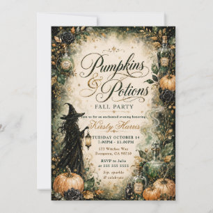 Pumpkins & Potions Halloween Birthday Invitation