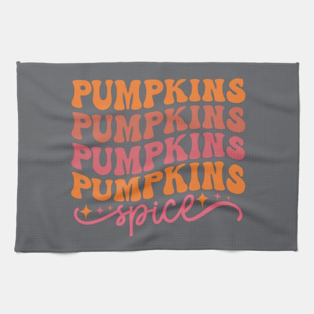 Pumpkins Pumpkins Pumpkins Pumpkins Spice Tea Towel (Horizontal)