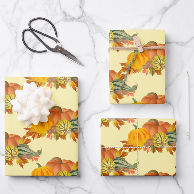 Pumpkins Seamless Pattern  Wrapping Paper Sheet (Front)