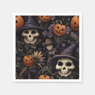 Pumpkins Skulls Flowers Halloween Napkin