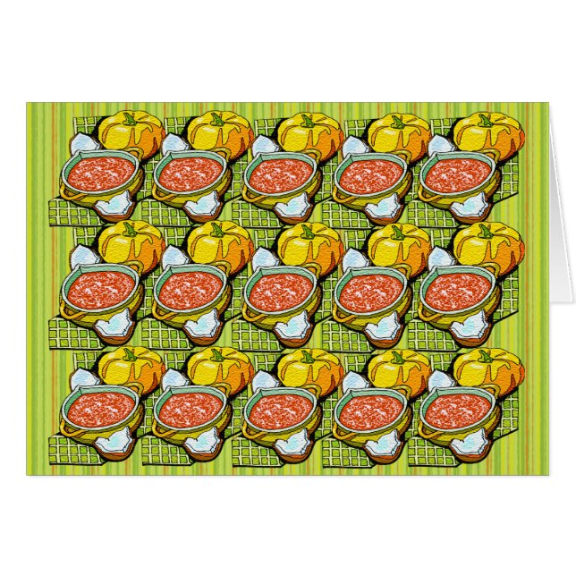 Pumpkins, Soup and Striped Background (Front Horizontal)