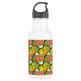 Pumpkins, Soup and Striped Background 532 Ml Water Bottle