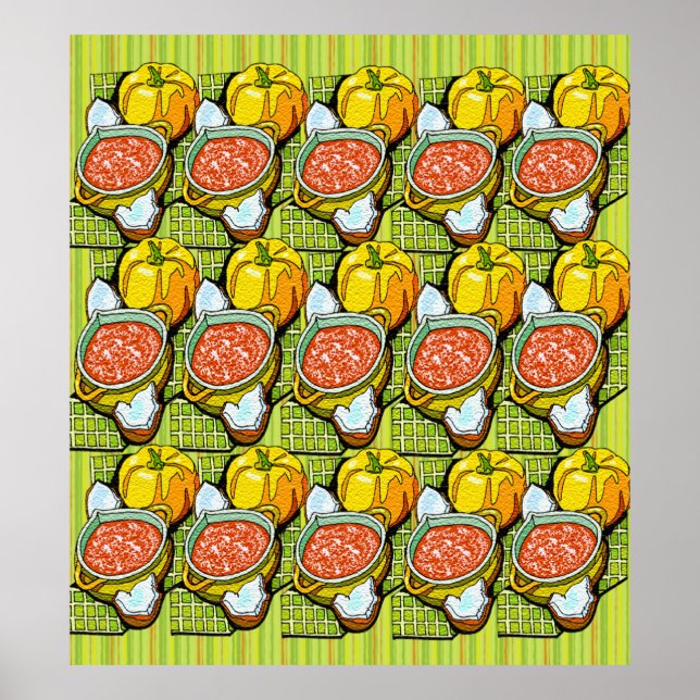Pumpkins, Soup and Striped Background Poster (Front)