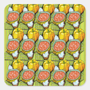 Pumpkins, Soup and Striped Background Square Sticker