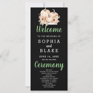 Pumpkins & Sunflowers Fall Black Wedding Program