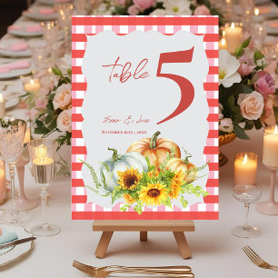 Pumpkins Sunflowers Fall Wedding Table Number