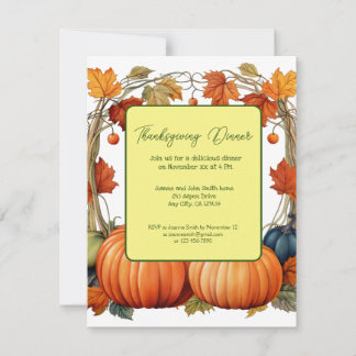 Pumpkins Thanksgiving Day Dinner Invitation