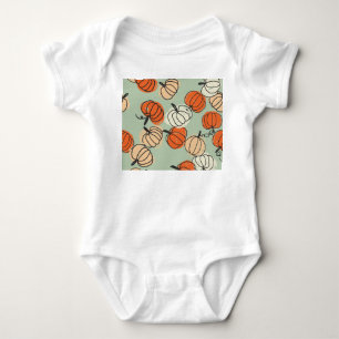 Pumpkins: Thanksgiving seamless pattern. Baby Bodysuit