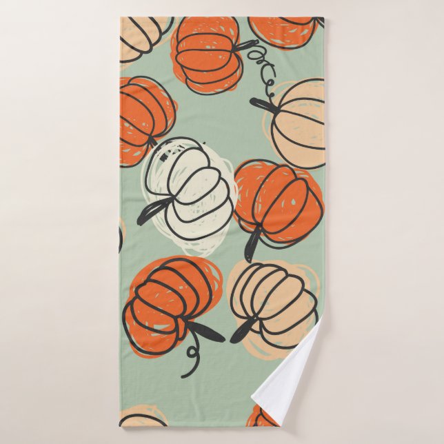 Pumpkins: Thanksgiving seamless pattern. Bath Towel (Bath Towel)