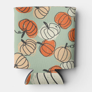 Pumpkins: Thanksgiving seamless pattern. Can Cooler