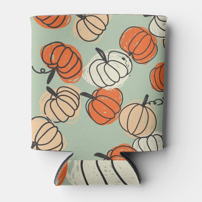 Pumpkins: Thanksgiving seamless pattern. Can Cooler (Front)