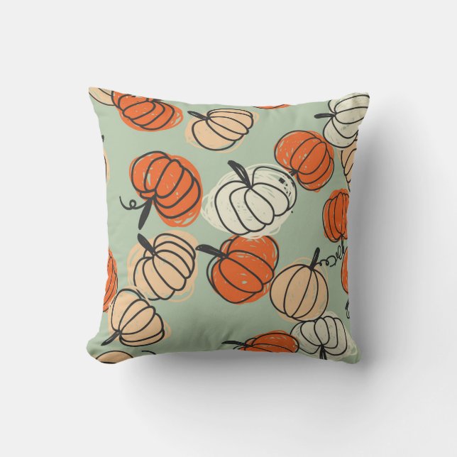 Pumpkins: Thanksgiving seamless pattern. Cushion (Front)