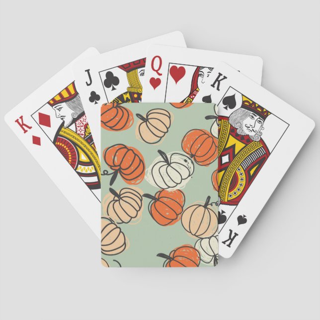 Pumpkins: Thanksgiving seamless pattern. Playing Cards (Back)