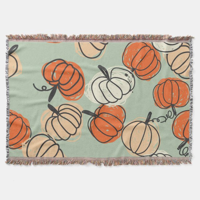 Pumpkins: Thanksgiving seamless pattern. Throw Blanket (Front)