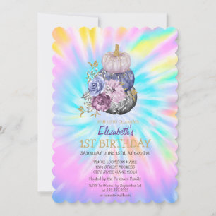 Pumpkins Tie Dye Birthday  Invitation