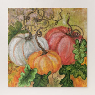 Pumpkins - Watercolor Art  - Jigsaw Puzzle