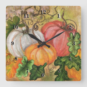 Pumpkins - Watercolor Art Square Wall Clock