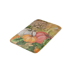 Pumpkins - Watercolor Bath Mat