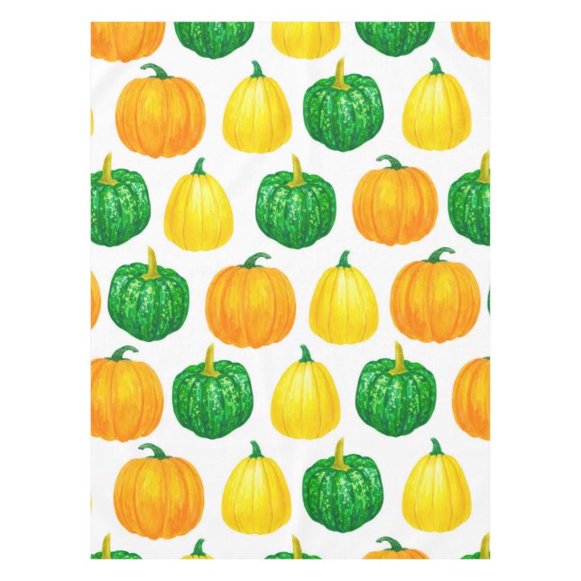 Pumpkins watercolor pattern tablecloth (Front)