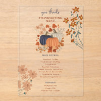 Pumpkins Wildflowers Thanksgiving Dinner Menu