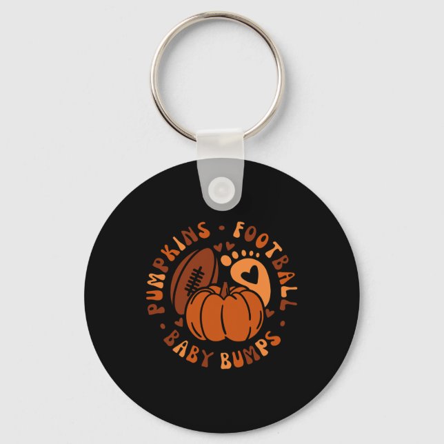 Pumpkinsautumn Halloween Footbyll By1  Key Ring (Front)