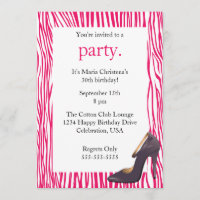 Pumps and Zebra Ladies Night Out Invitation (Pink)