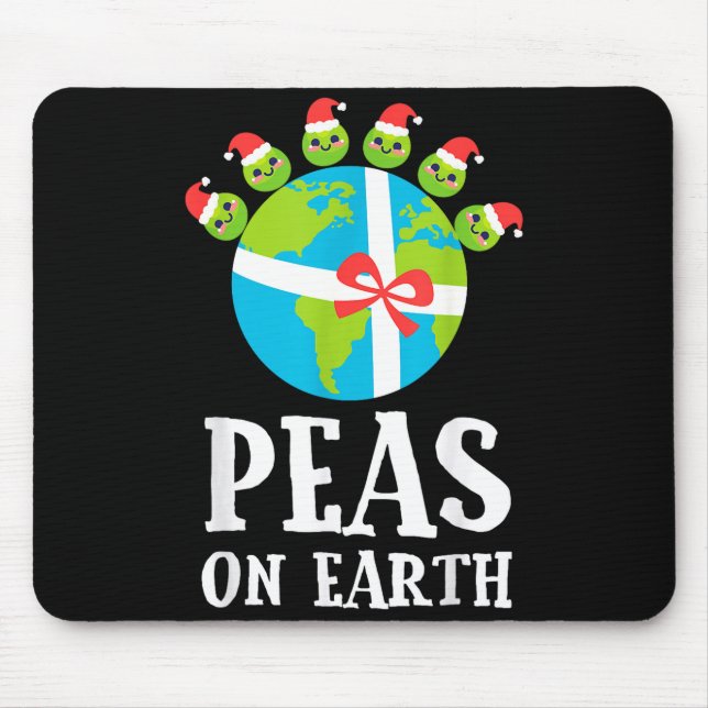 Pun Christmas Sayings Peas On Earth Funny Xmas Gif Mouse Pad (Front)
