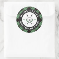 Pun Green Plaid Golf Themed Graduation 
